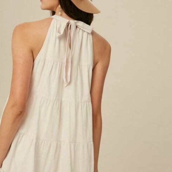 Free People Dresses & Skirts - Free People Babydoll Gauze Tiered Halter Dress Small Oversized Sundress